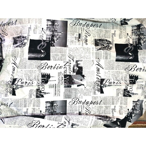 Reversible 100% cotton black white Passport full size duvet by Alamode Home - Picture 1 of 3